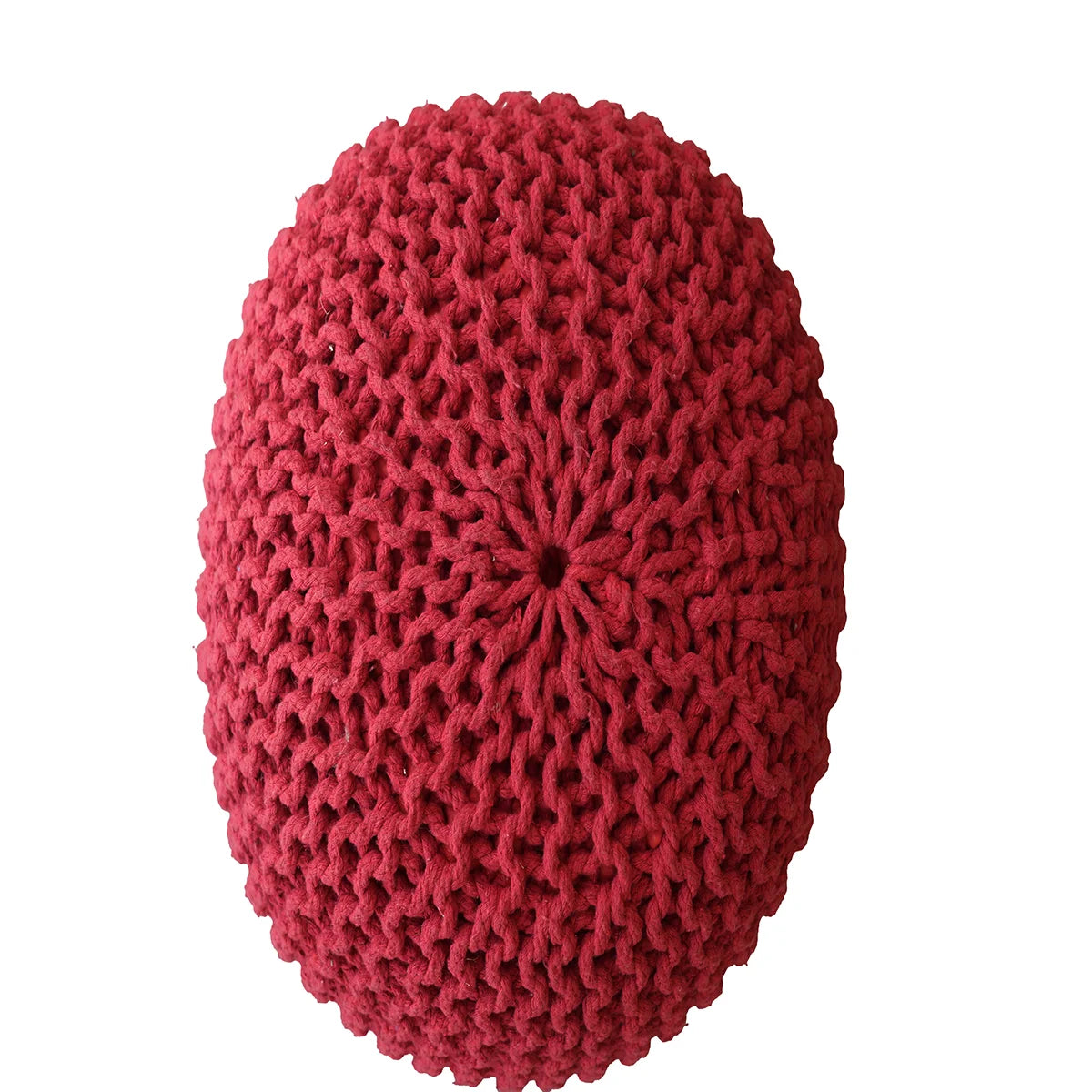 Handmade Knitted Cotton Pouf – Round Ottoman Footstool for Living Room