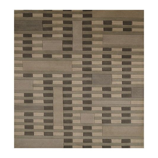 Modern Geometric Hand-Tufted Wool Rug – Beige & Grey