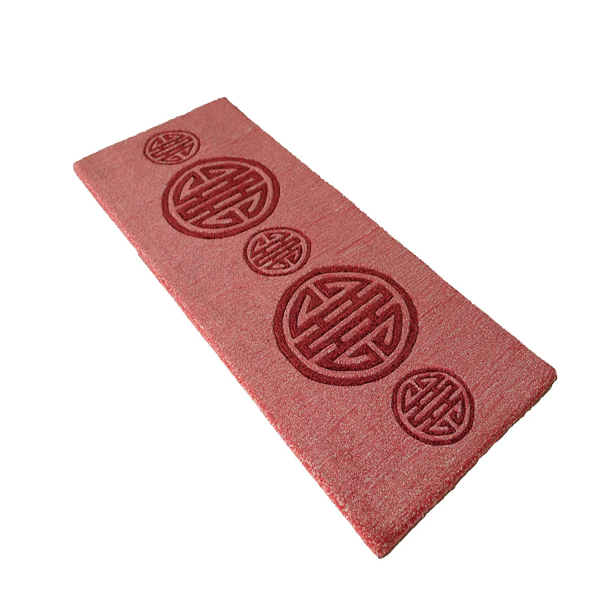 Elegant Red Hand-Tufted Wool Rug with Geometric Medallion Pattern