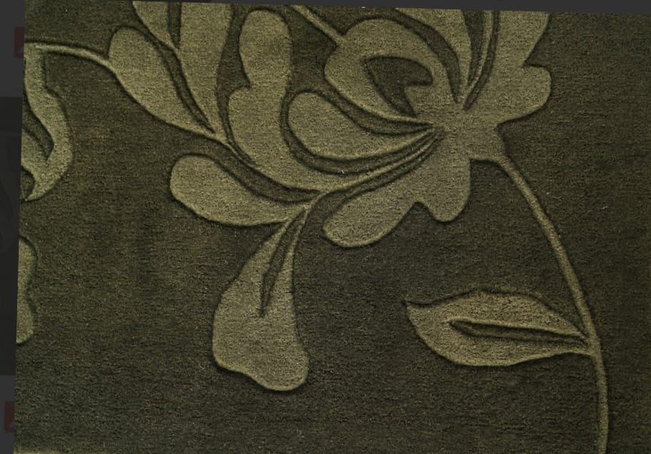 Hand-Tufted Wool Rug with Botanical Leaf Design – Olive Green