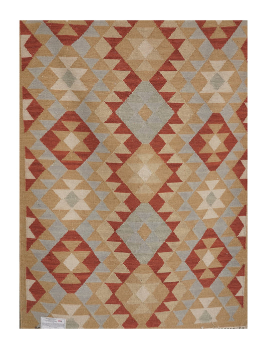 Handwoven Woollen Dhurrie with Geometric Tribal Pattern