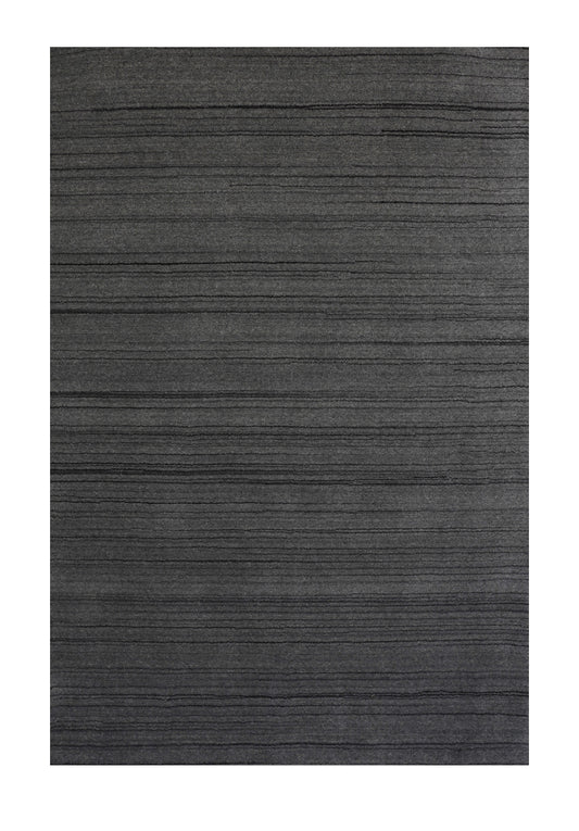 Handloom Woolen Rug in Modern Charcoal Striped Design