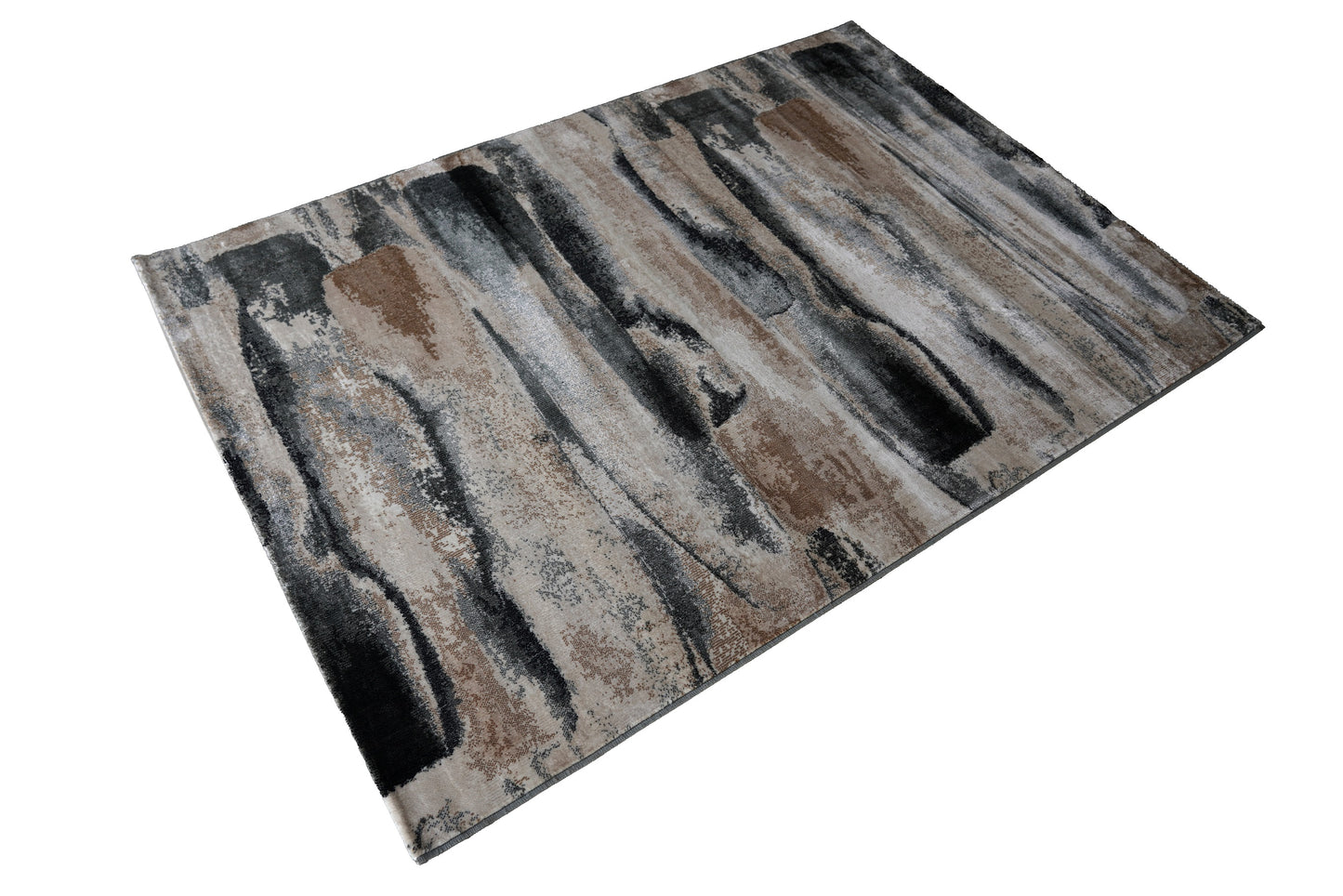 Modern Abstract Machine-Made Rug – Neutral Toned Contemporary Area Carpet
