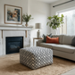 Cotton Printed Ottoman – Stylish Pouf with Modern Geometric Design
