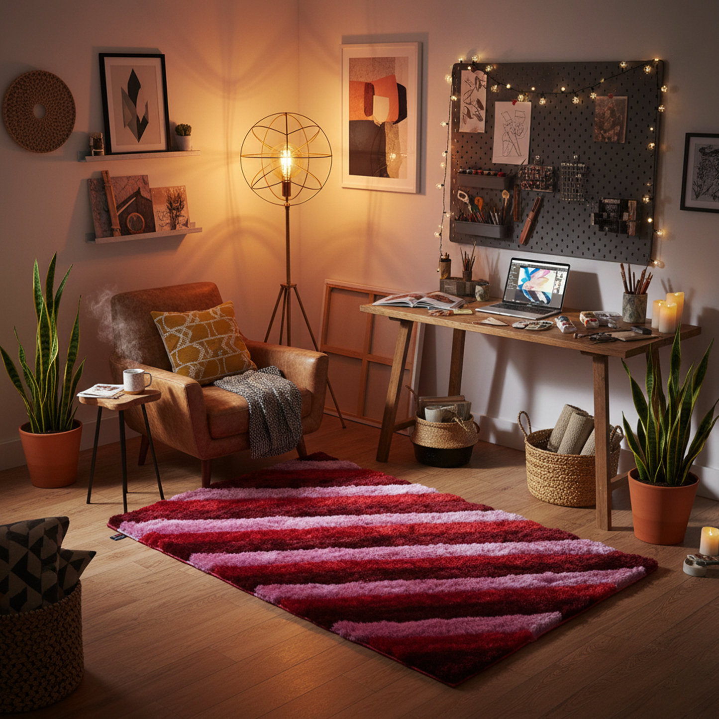 Crimson Candy Stripe Rug
