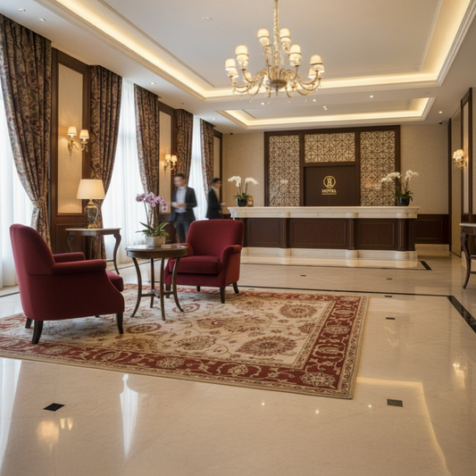 Elegant Floral Hand-Tufted Wool Rug with Classic Border Design