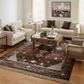 Elegant Geometric Pattern Machine-Made Rug in Rich Brown Tones