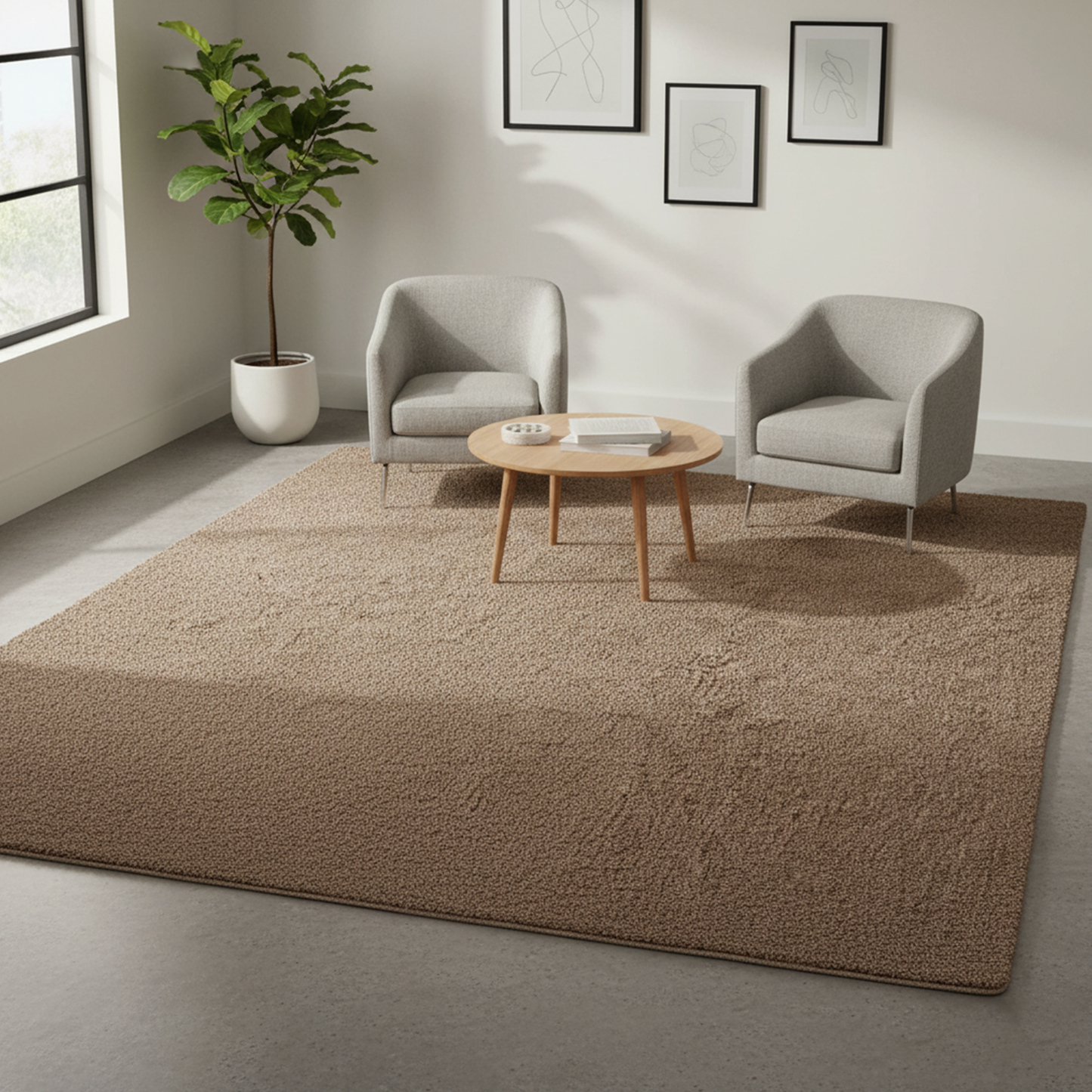 Elegant Hand Tufted Wool Rug – Solid Brown
