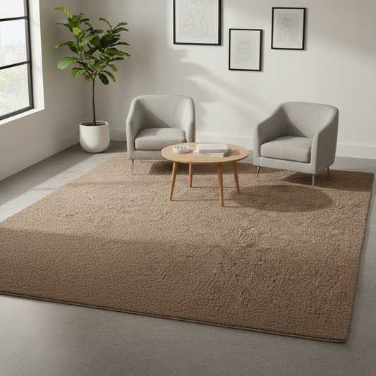 Elegant Hand Tufted Wool Rug – Solid Brown