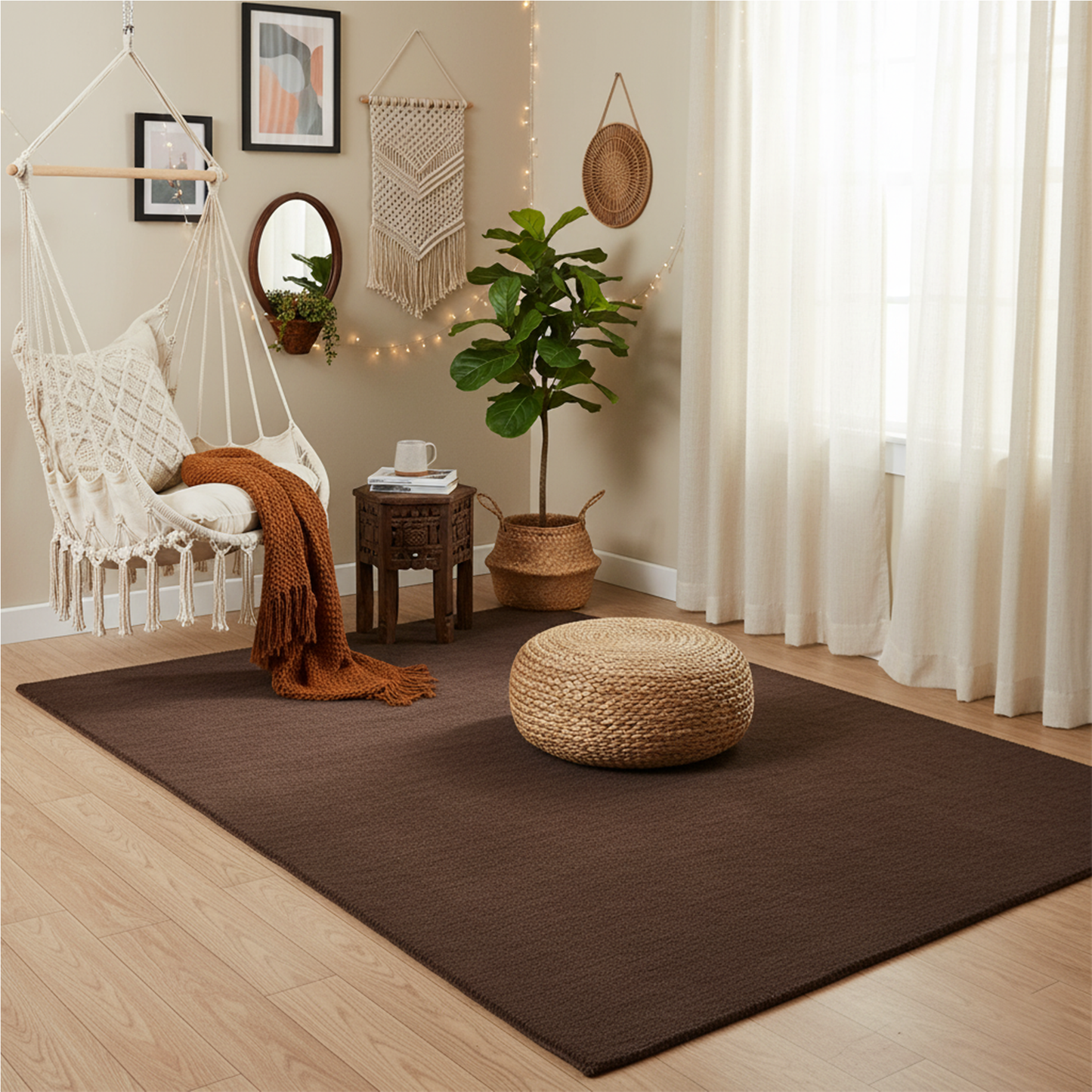 Elegant Hand Tufted Wool Rug in Rich Brown Tone