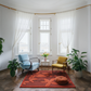Elegant Hand-Tufted Wool Rug with Floral Leaf Design – Warm Red & Orange Tones