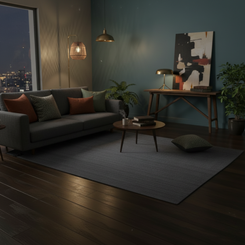 Elegant Handloom Woolen Rug in Charcoal Ombre