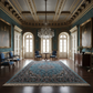 Elegant Persian Style Machine-Made Rug – Blue & Black Floral Medallion Design
