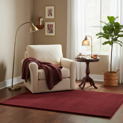 Elegant Solid Maroon Hand Tufted Wool Rug