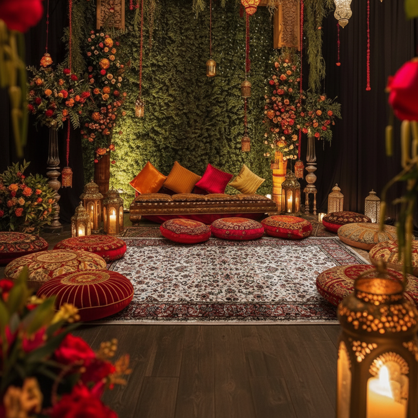 Elegant Traditional Floral Design Machine-Made Rug