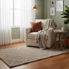 Elegant Woollen Flat Weave Rug – Handcrafted Textured Design
