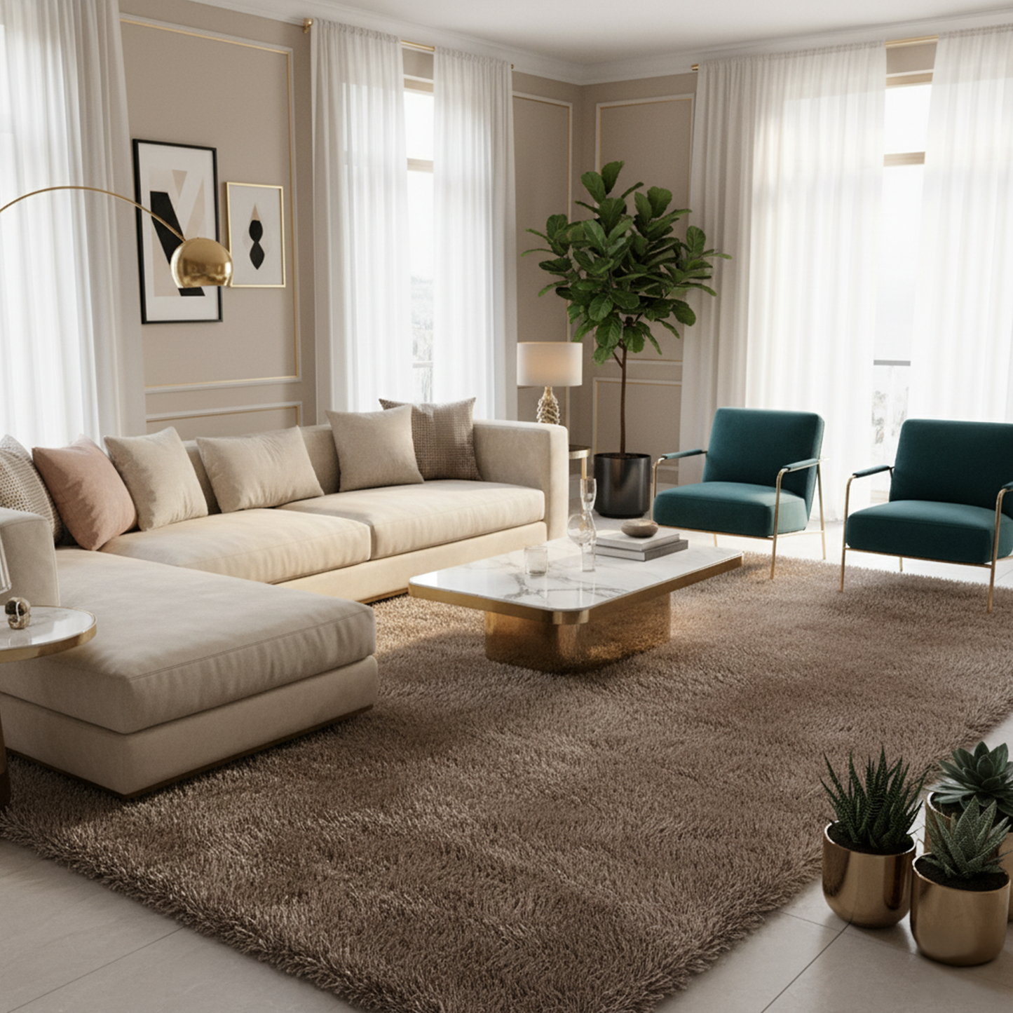 Hand Knotted Polyester Shaggy Rug – Ultra Soft & Luxurious Floor Décor