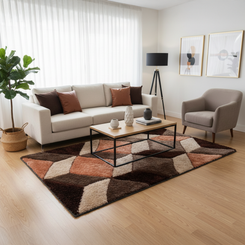 Hand Tufted Polyester Shaggy Rug – Geometric Modern Design for Living Room & Bedroom