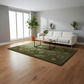Hand-Tufted Wool Rug with Botanical Leaf Design – Olive Green