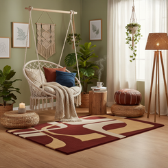 Hand-Tufted Woolen Rug with Modern Geometric Design – Multicolor