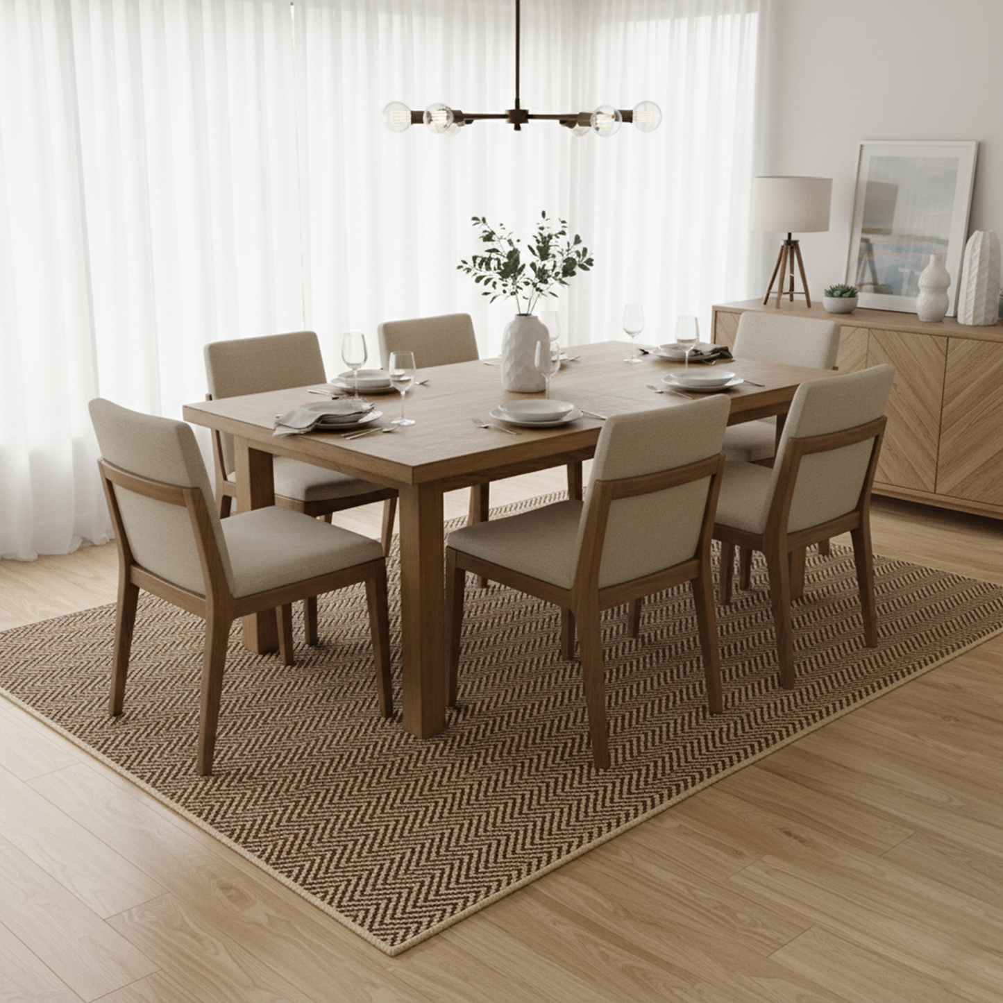 Hand Woven Woollen Dhurrie with Classic Chevron Pattern