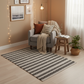Hand Woven Woollen Dhurrie with Geometric Stripes – Black & White