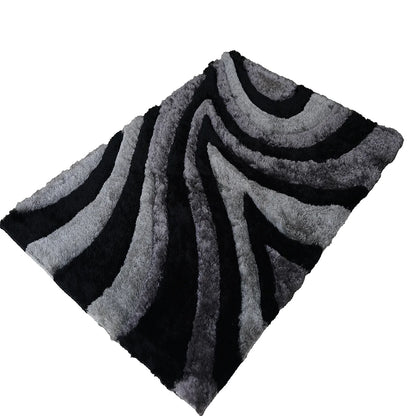 Obsidian Swirl Shaggy Rug