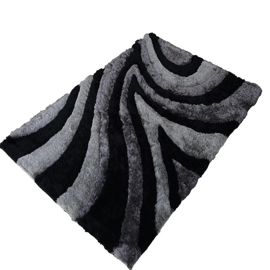 Obsidian Swirl Shaggy Rug