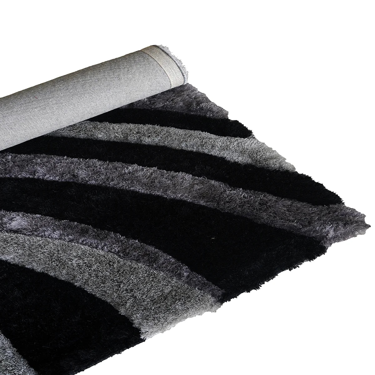 Obsidian Swirl Shaggy Rug