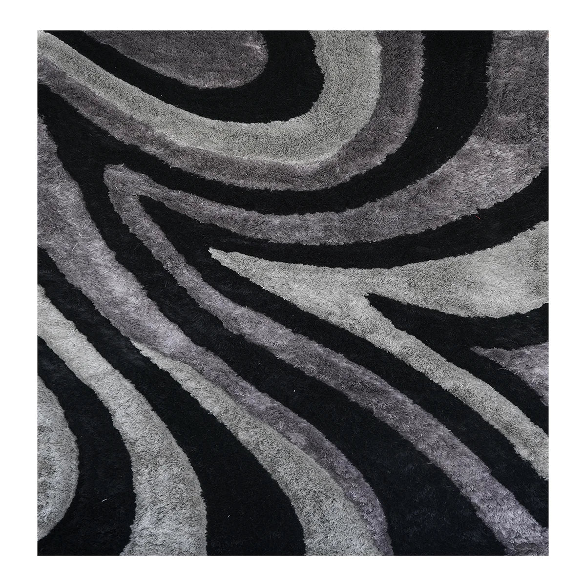 Obsidian Swirl Shaggy Rug