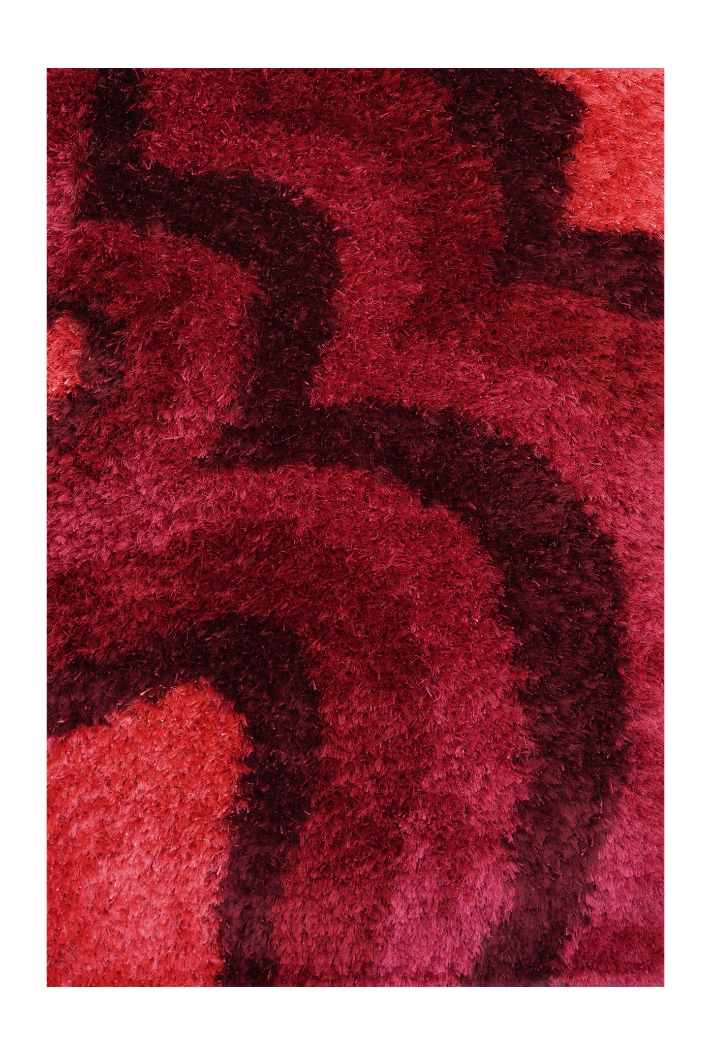 Crimson Swirl Hand Knotted Shaggy Rug