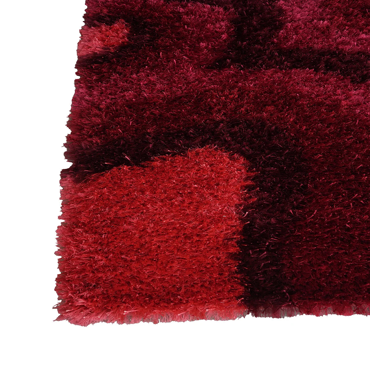 Crimson Swirl Hand Knotted Shaggy Rug