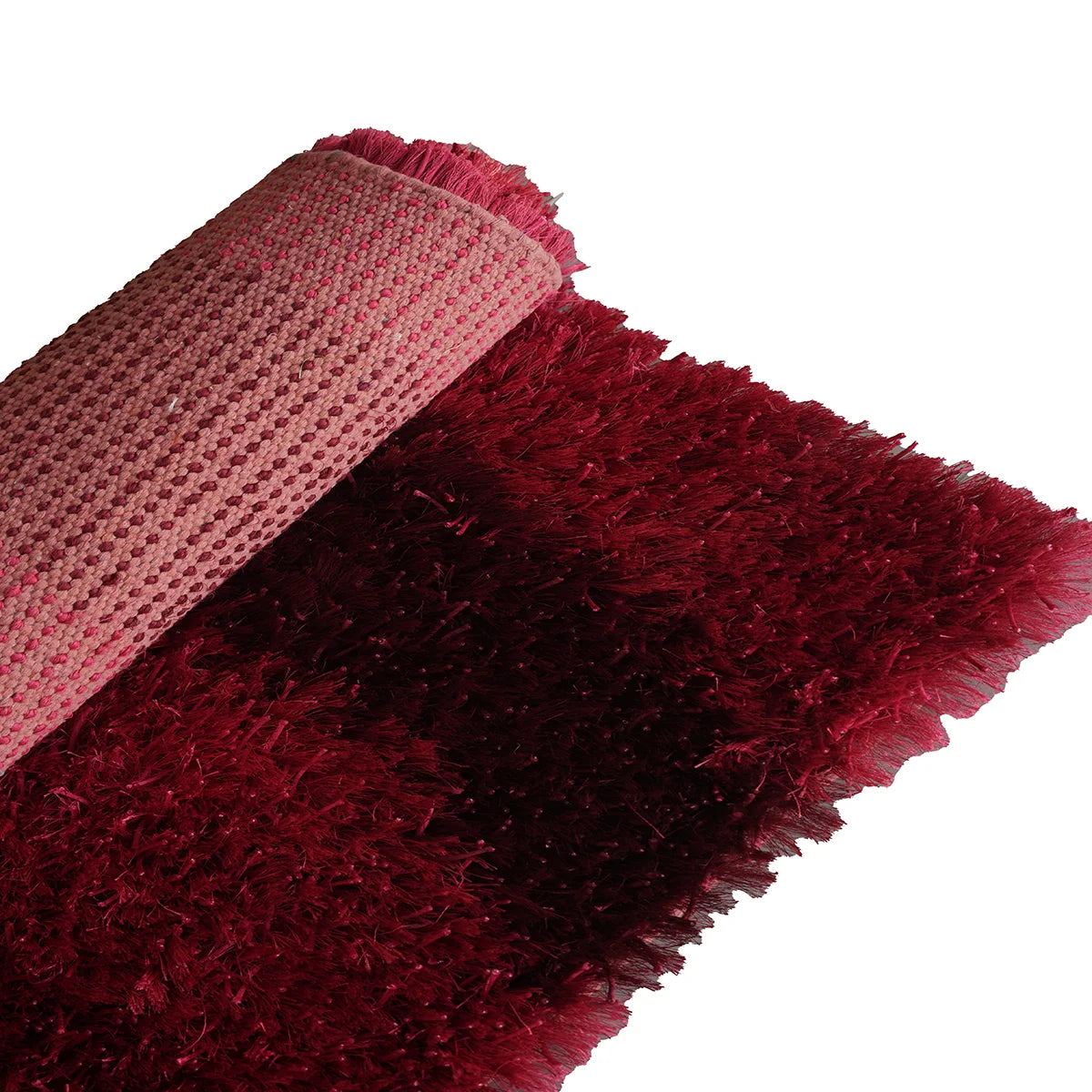 Crimson Swirl Hand Knotted Shaggy Rug