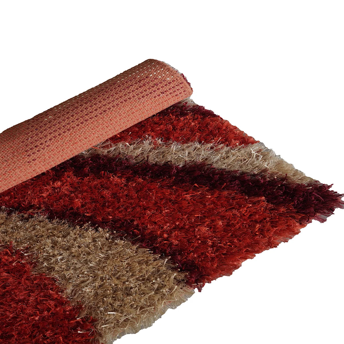 Crimson Swirl Hand-Knotted Shaggy Rug