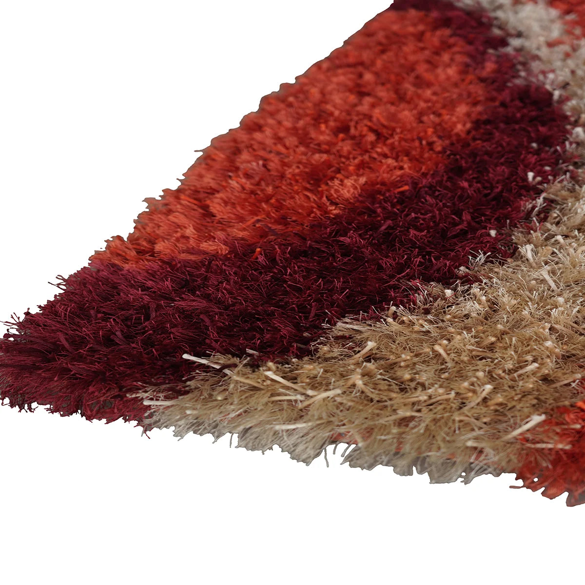 Crimson Swirl Hand-Knotted Shaggy Rug