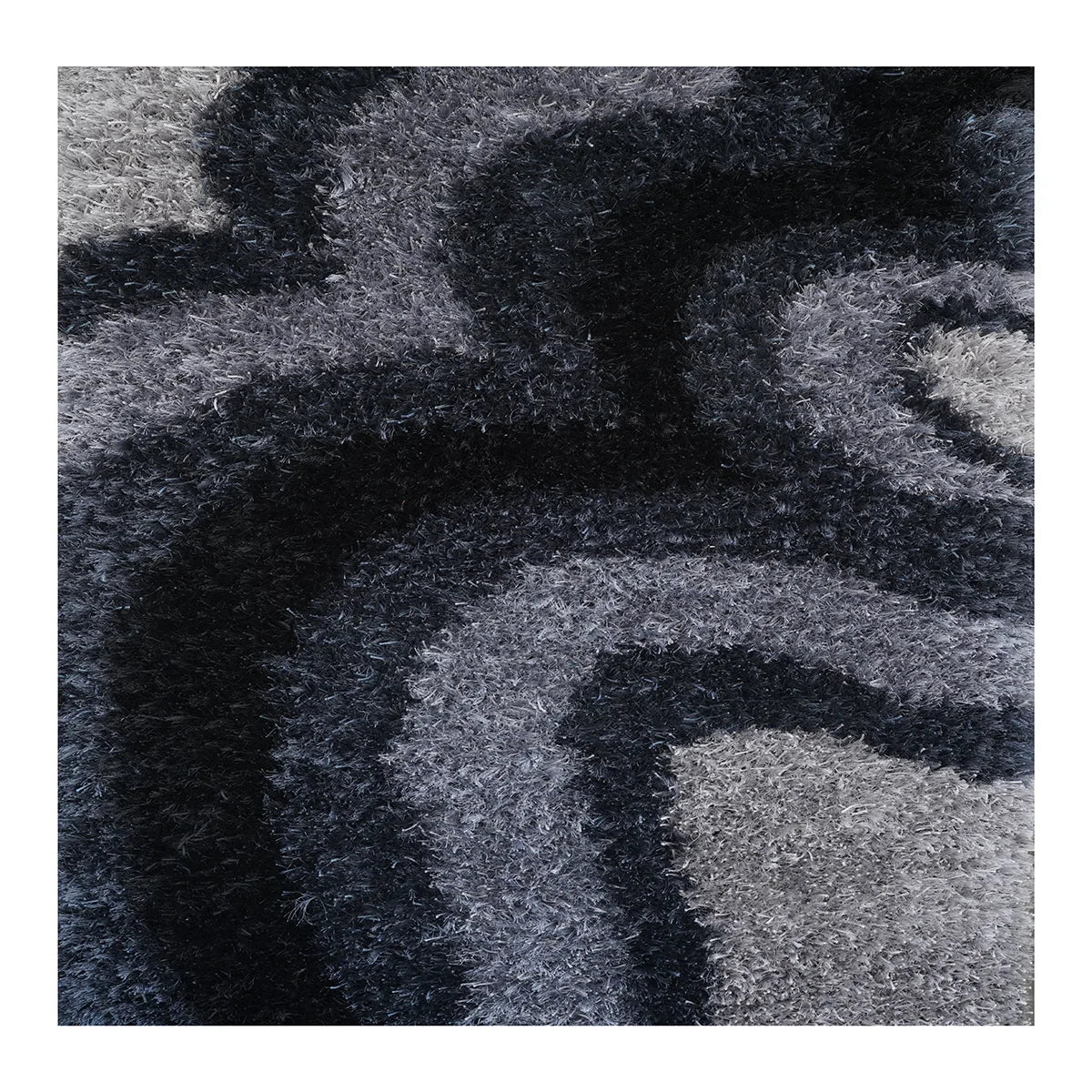Monochrome Mirage Hand Knotted Polyester Shaggy Rug