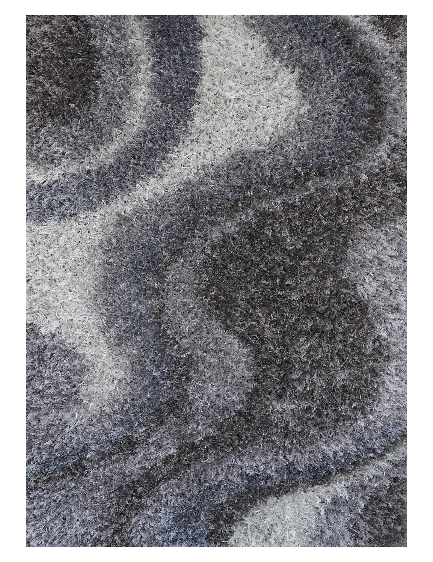 Smoky Waves Hand Knotted Polyester Shaggy Rug