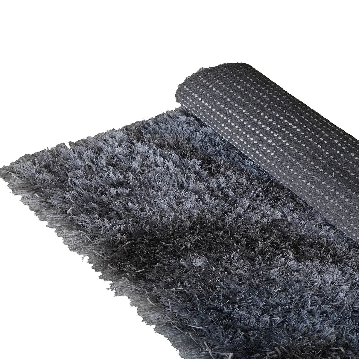Smoky Waves Hand Knotted Polyester Shaggy Rug