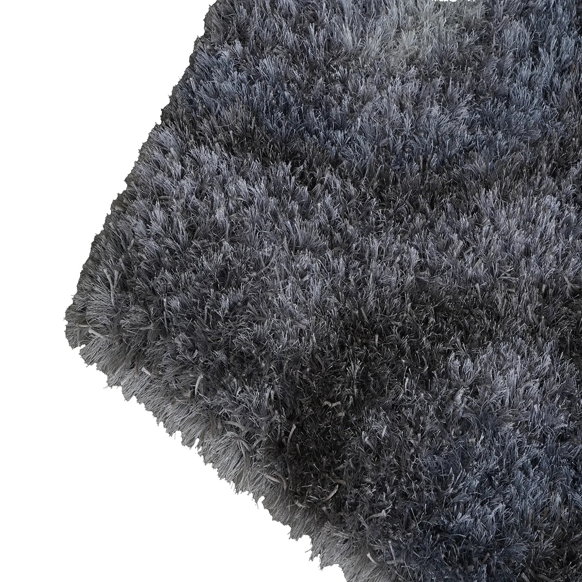 Smoky Waves Hand Knotted Polyester Shaggy Rug