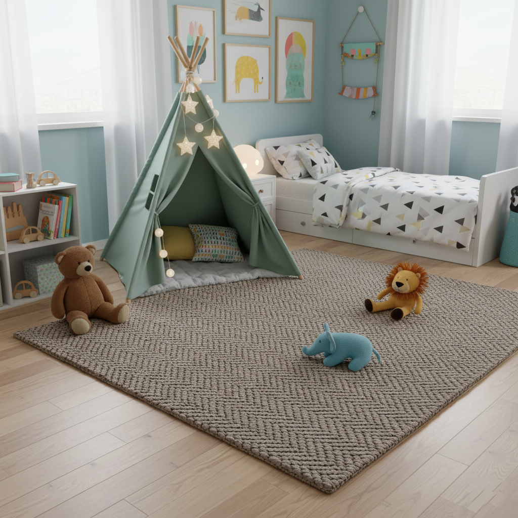 Handcrafted Woollen Flat Weave Rug with Geometric Pattern