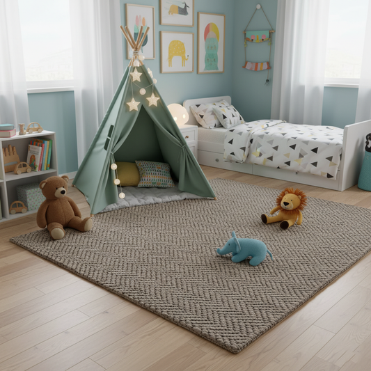 Handcrafted Woollen Flat Weave Rug with Geometric Pattern