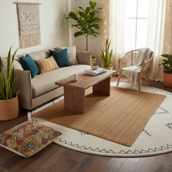 Handwoven Plain Jute Rug – Natural & Eco-Friendly Floor Covering