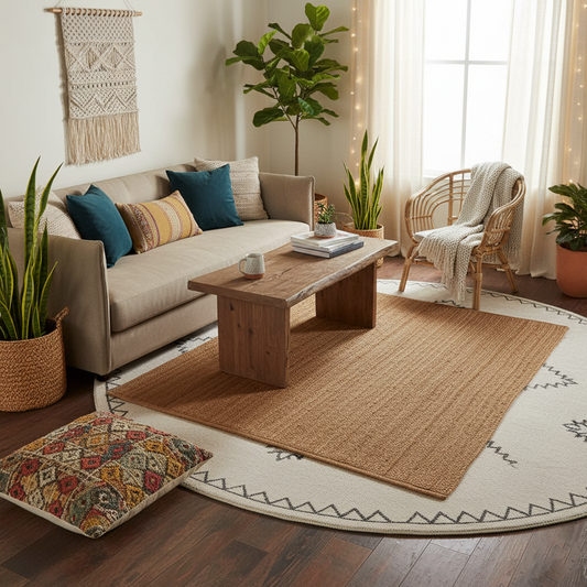 Handwoven Plain Jute Rug – Natural & Eco-Friendly Floor Covering