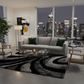 Obsidian Swirl Shaggy Rug