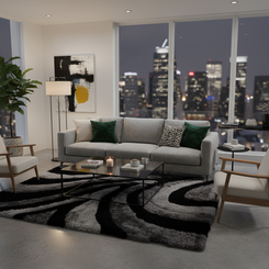 Obsidian Swirl Shaggy Rug