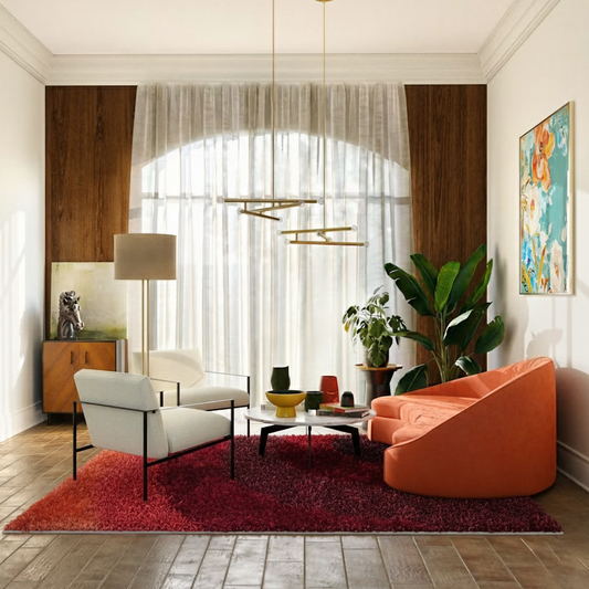 Radiant Bloom Hand-Knotted Polyester Shaggy Rug