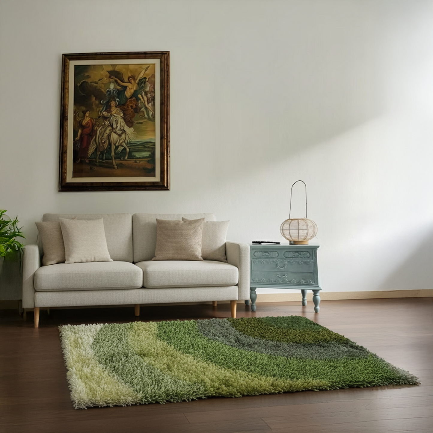 Verdant Echo Hand Knotted  Shaggy Rug