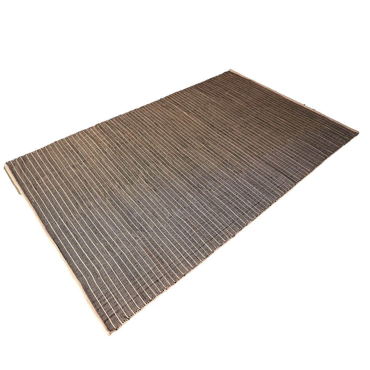 Hand woven cotton dhurie striking black base