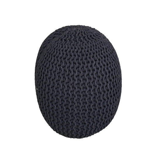Handmade Cotton Pouf – Knitted Round Ottoman for Living Room & Bedroom
