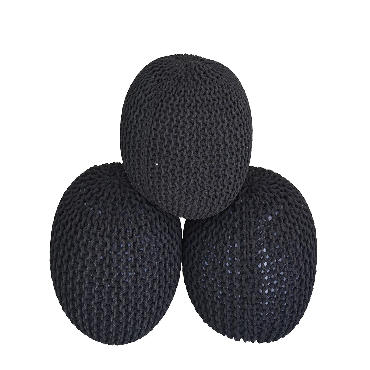 Handmade Cotton Pouf – Knitted Round Ottoman for Living Room & Bedroom